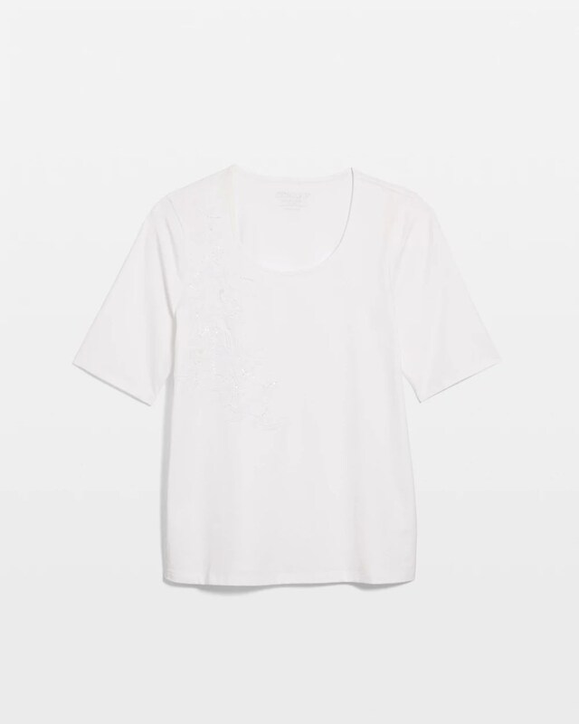 Sequin Embroidered Floral Tee - image 5